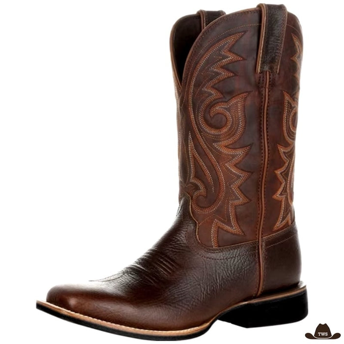 Bottes Cowboy Western faites main, aspect cuir et motifs traditionnels Texas