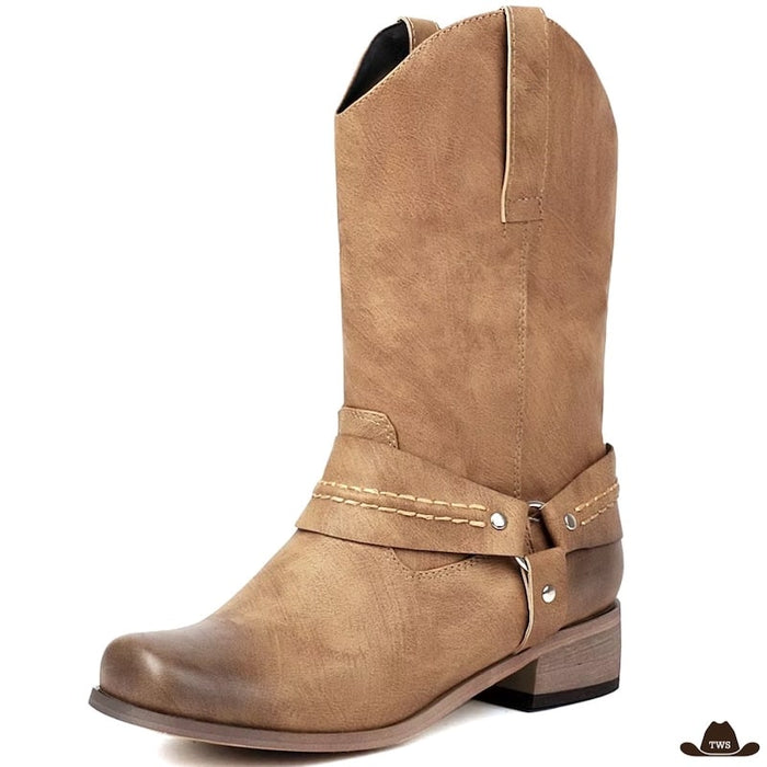 Bottes Travail Western Femme aspect cuir, patine vintage