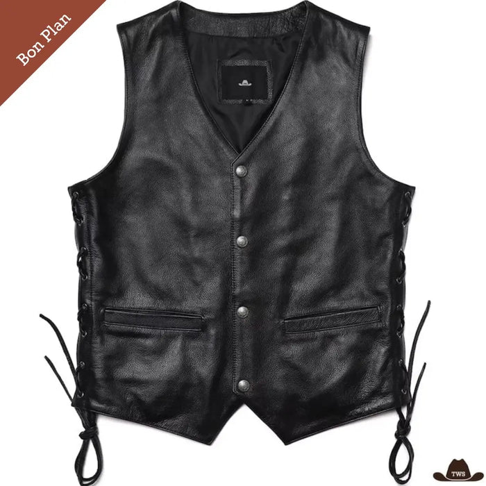 Gilet Western Noir - XXL - Bon Plan