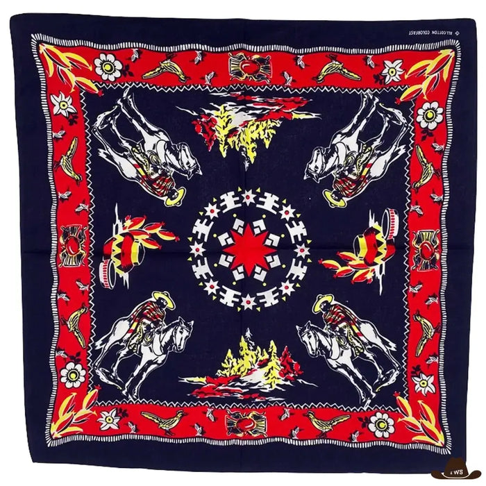 Foulard Cowboy bandana western en coton doux, dimensions 55 x 55 cm