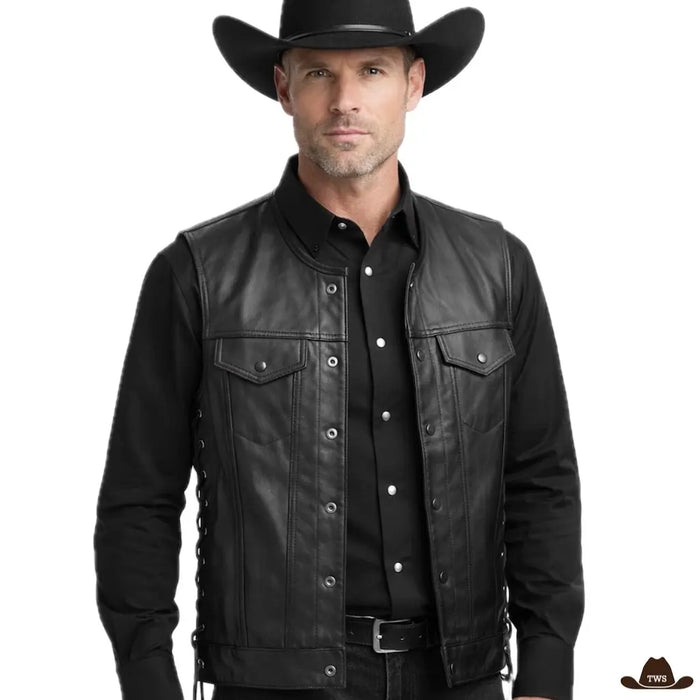 Gilet Noir Western Homme