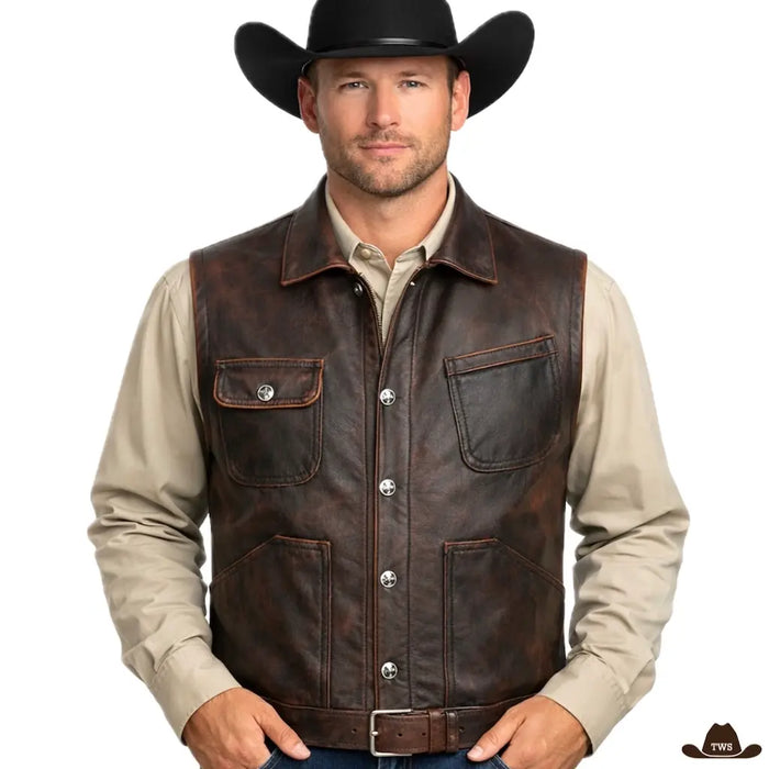Gilet Western Cuir