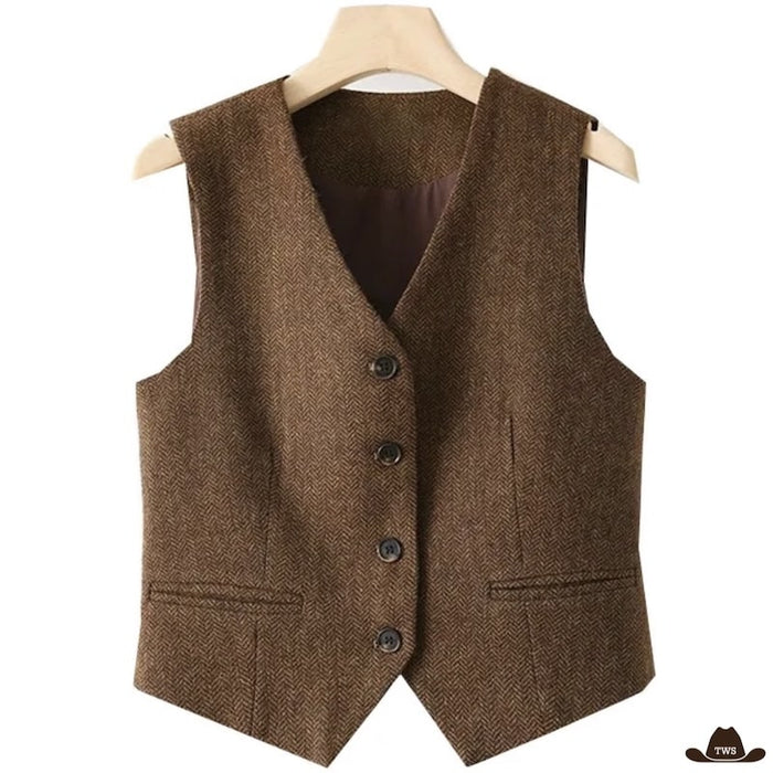 Gilet Western Femme en coton polyester, coupe ajustée cow-girl
