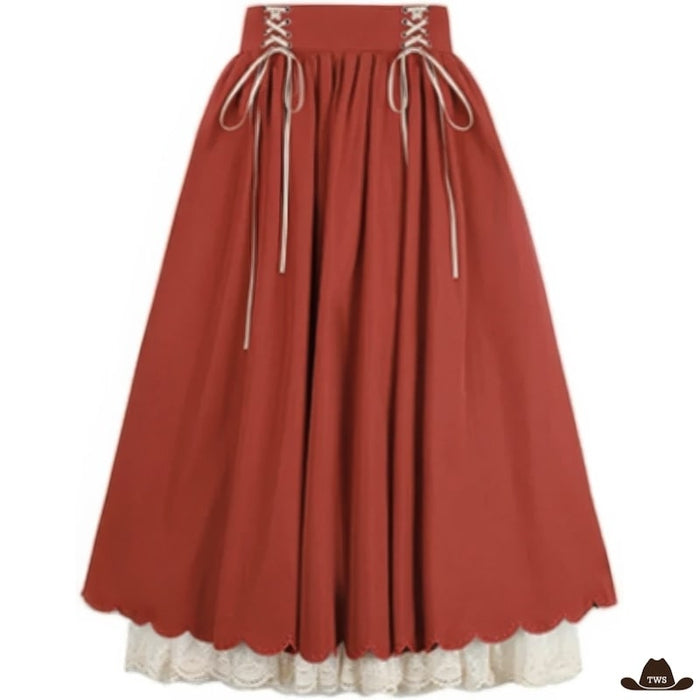 Jupe western country femme, volants et broderies style Far West