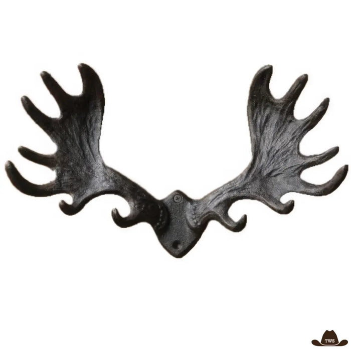 Porte Manteau Western mural en métal rustique brun-rouille, modèle bois de cerf