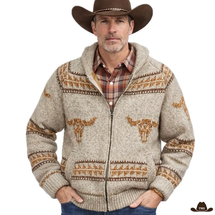 Pull Cowboy coton polyester motifs western amérindiens
