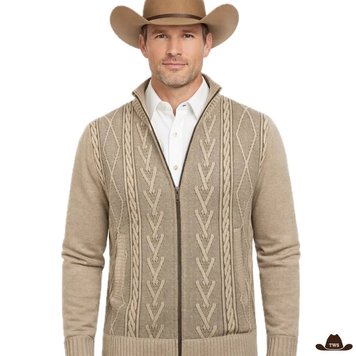 Pull Western en polyester effet maille, motifs géométriques amérindiens tissés