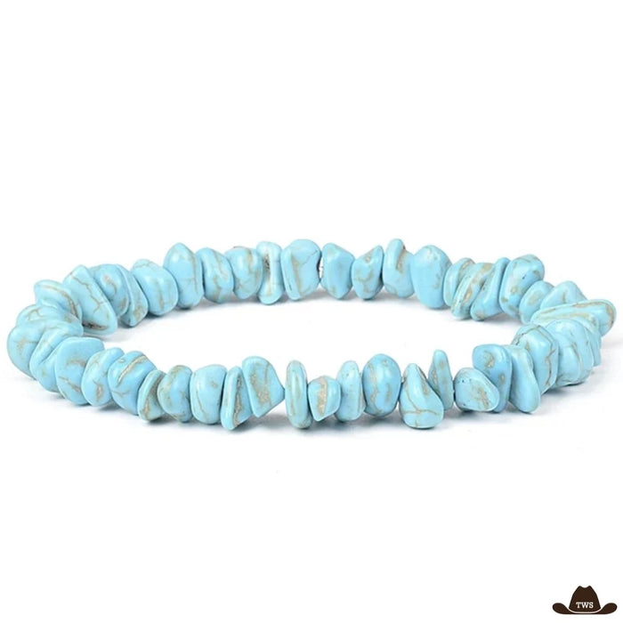 Bracelet turquoise modèle Éclats, éclats de pierre turquoise aux formes irrégulières enfilés en un rang serré