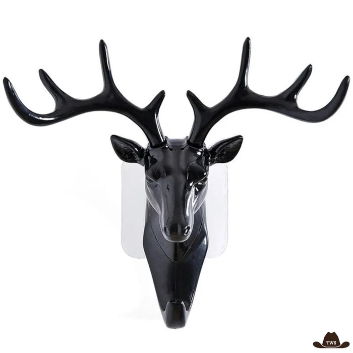 Patère pour chapeau tête de cerf noire laquée