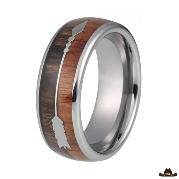 Alliance Western en tungstène et bois, flèche métallique incrustée symbole amérindien
