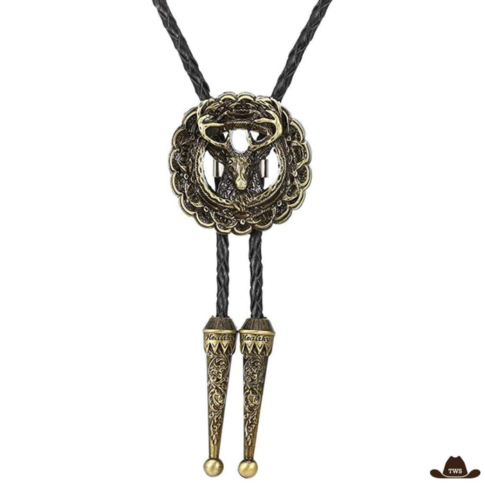Bolo Tie Cerf, pendentif cerf détaillé en alliage de zinc 4 x 4 cm