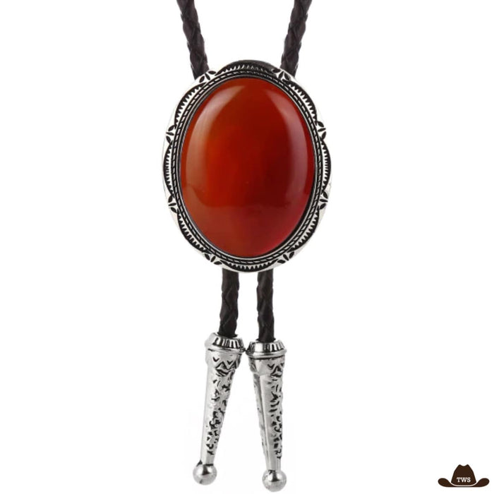 Bolo tie rouge western, cravate cordon couleur vive style Far West