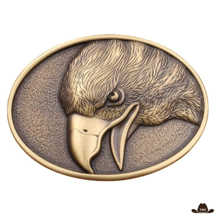 Boucle de Ceinture Western Tête d'Aigle en laiton massif, format compact 7,4 x 5,5 cm