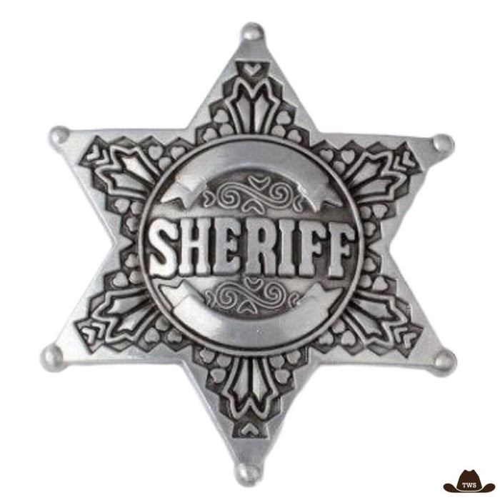 Boucle Ceinture Western Sheriff en alliage de zinc, étoile à branches symbole shérif