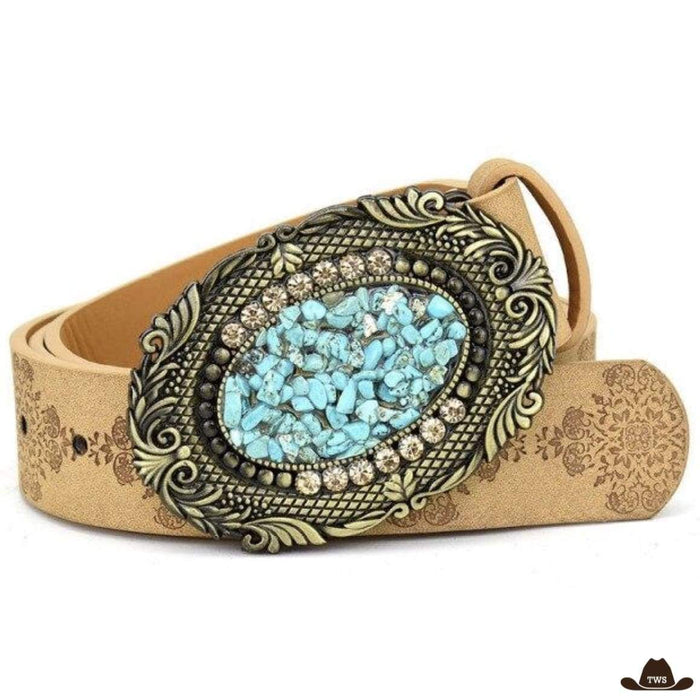Ceinture Western House boucle ornée de pierres turquoise
