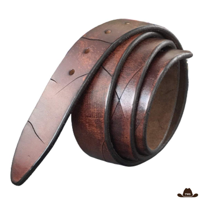 Ceinture Cuir Country Pour Boucle Amovible, cuir véritable patiné hauteur 3,8 cm