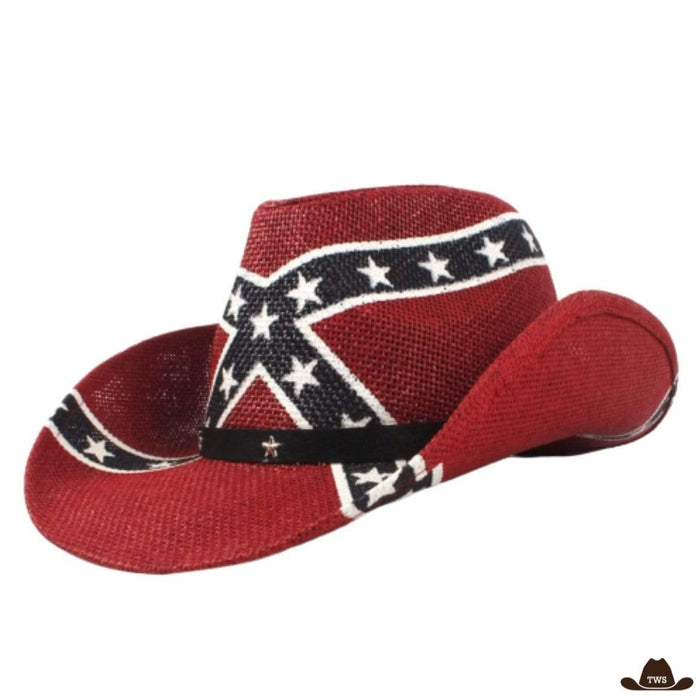 Chapeau Western Lone Star en paille naturelle, couleurs drapeau Texas