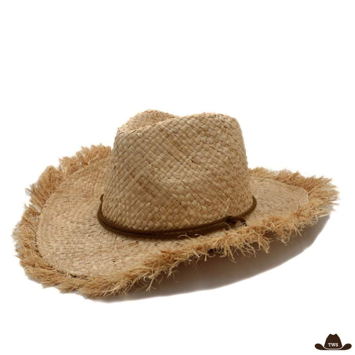 Chapeau Western paysan en paille naturelle tressée