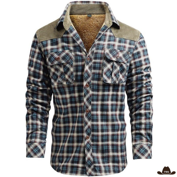 Chemise Américaine Cowboy à carreaux en coton 100%, coupe ajustée homme