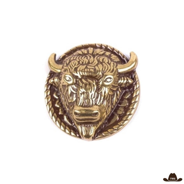 Conchos bison en métal doré, ornements western pour ceinture ou chapeau