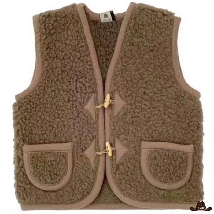 Gilet Cowboy Enfant en laine et coton, effet fourré extérieur