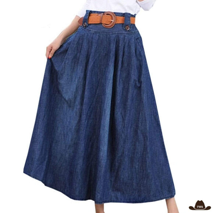 Jupe Longue Western en Jean denim élastique, taille unique 81 cm
