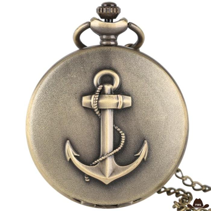 Montre à Gousset Marine en acier inoxydable, gravure ancre marine sur boîtier