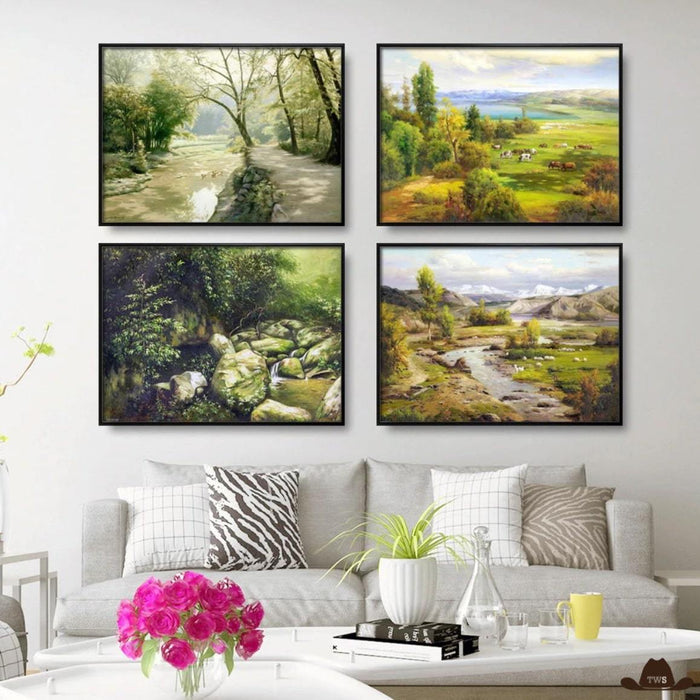 Peinture ranch western style Far West, tableau décoratif acrylique sur toile