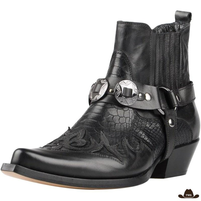 Santiags Basses Homme cuir véritable peau de serpent conchos