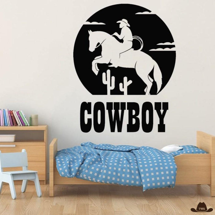 Sticker cowboy western autocollant, décoration murale ou véhicule Far West