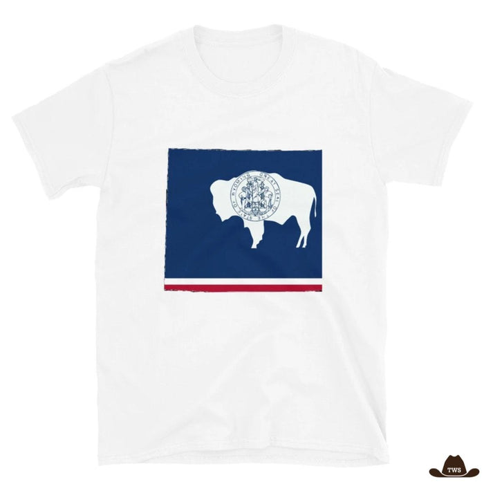 T-Shirt State of Wyoming en coton filé à anneau, bannière État américain