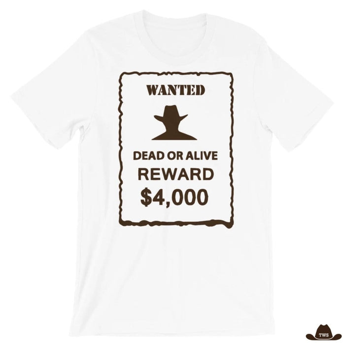 T-shirt Wanted western style Far West, motif avis de recherche cowboy
