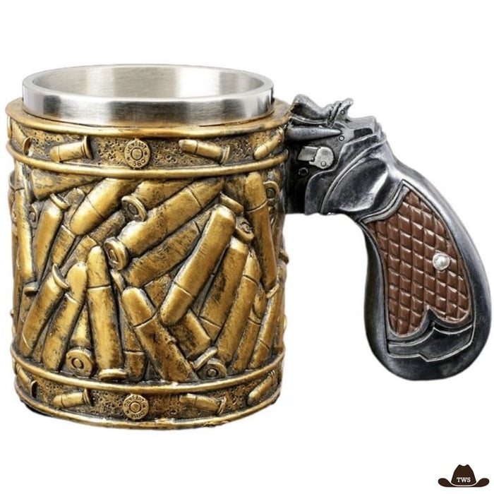 Tasse revolver western, mug original avec anse en forme de revolver Far West