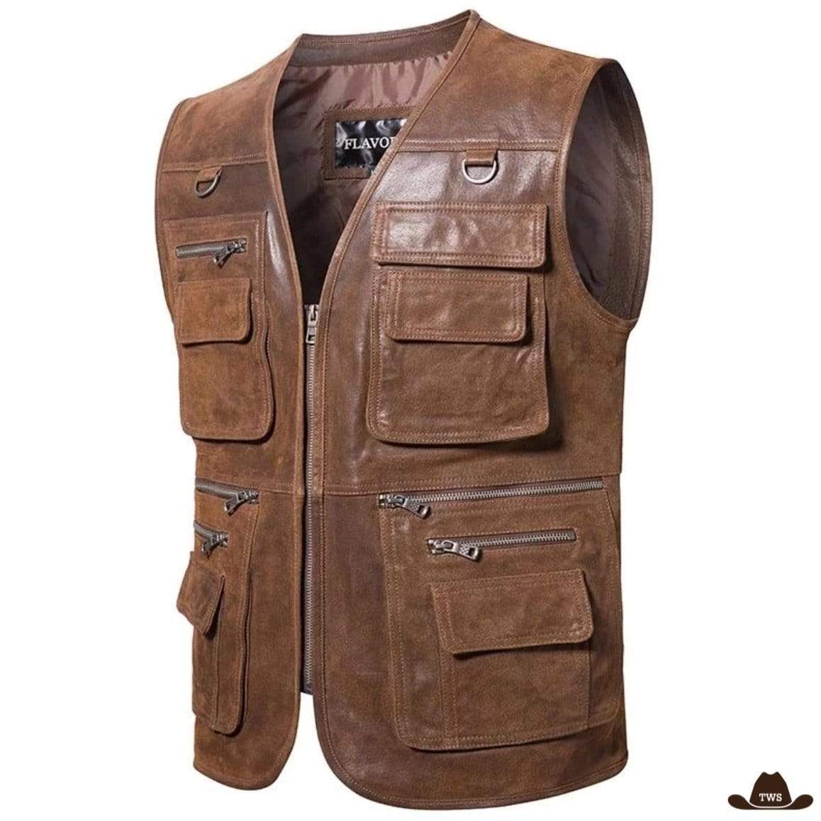 Veste Cuir Western Sans Manches Homme The Western Shop