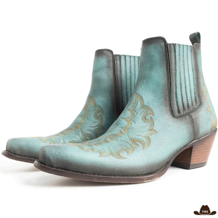 Bottes Cow-boy Femme Turquoise