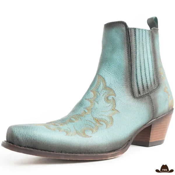 Bottes Cowboy Femme Turquoise