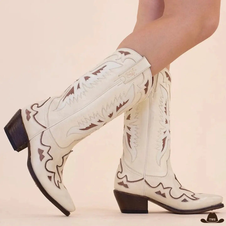 Bottes Cuir Équitation Western pour Femme