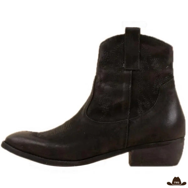 Bottines Cowboy Noires Cuir Femme