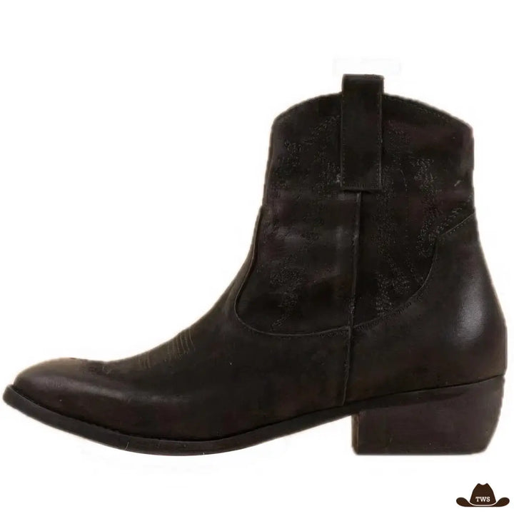 Bottines Cowboy Noires Cuir Femme