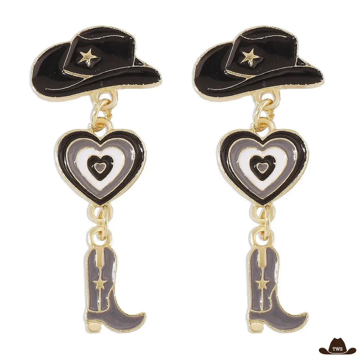Boucles d'Oreilles Danse Country Noires