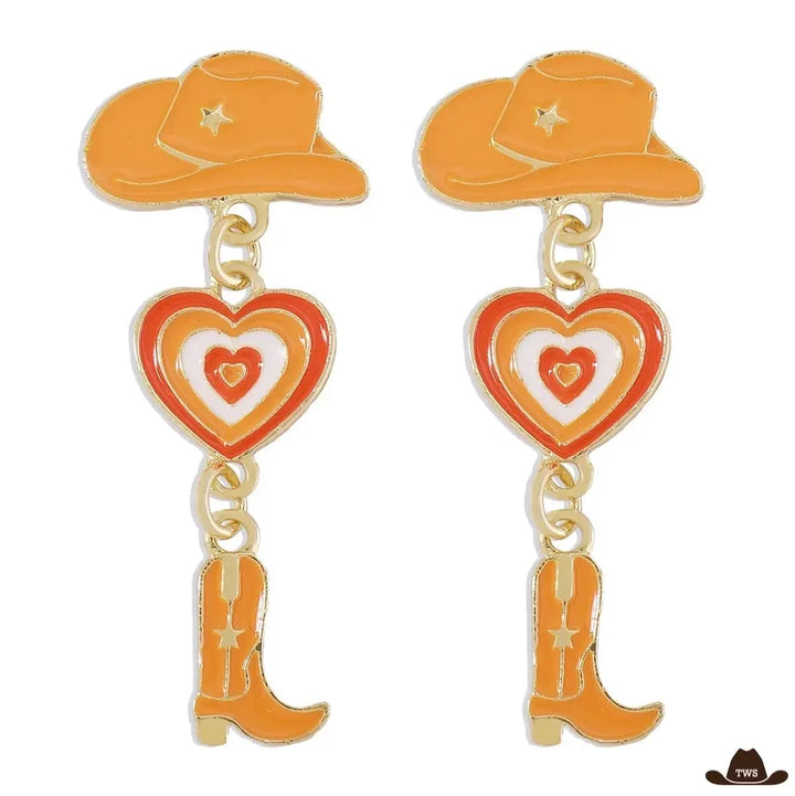 Boucles d'Oreilles Danse Country Oranges