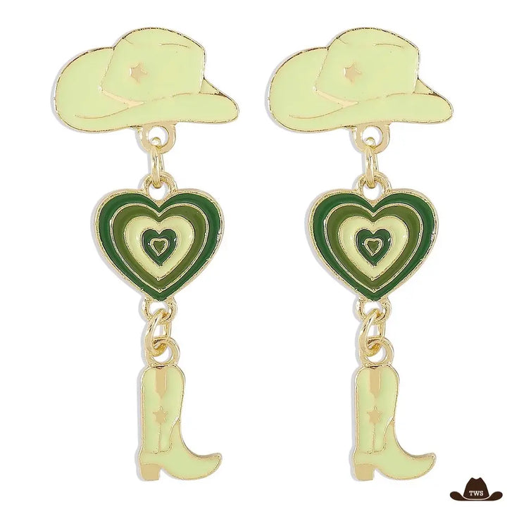 Boucles d'Oreilles Danse Country Vertes