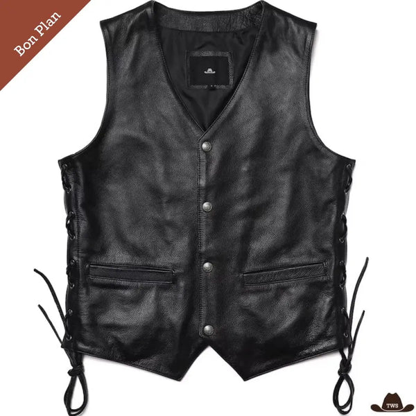 Gilet Western Noir - XXL - Bon Plan