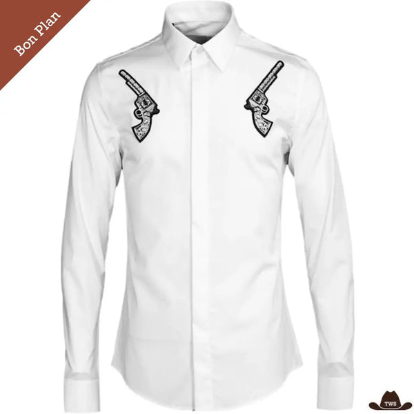 Chemise Blanche Western Revolver - M - Bon Plan