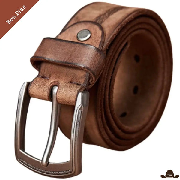 Ceinture en Cuir Marron Homme Western - 105 cm - Bon Plan