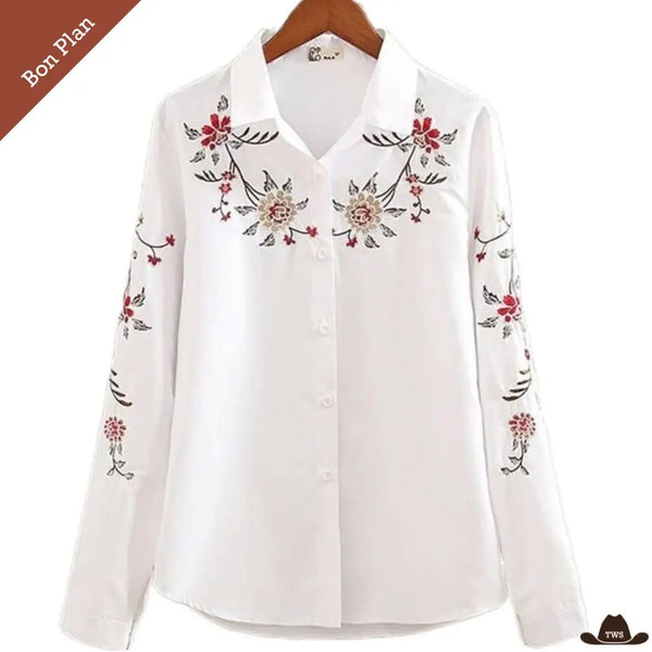 Chemise Cowboy Blanche Femme - S - Bon Plan