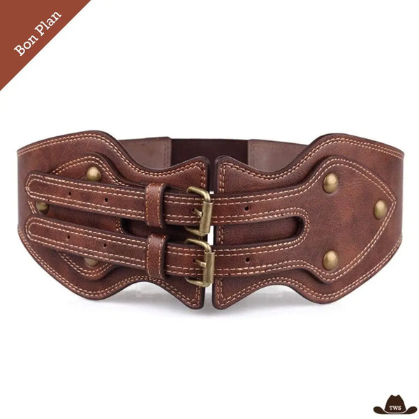 Ceinture Double Boucles Western Femme - 92 cm - Bon Plan