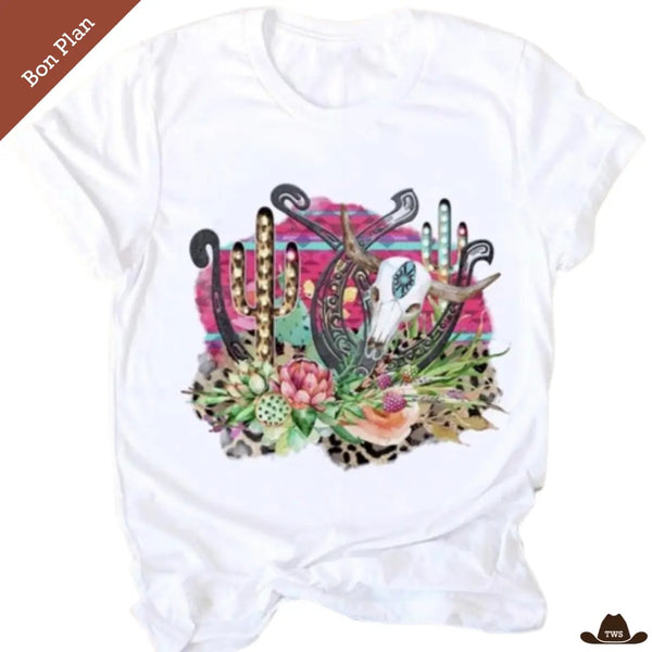 T-Shirt Country Flowers - M - Bon Plan