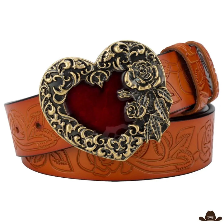 Ceinture Cowboy Femme en Cuir orange