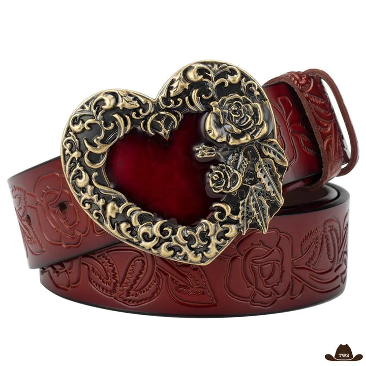 Ceinture Cowboy Femme en Cuir rouge